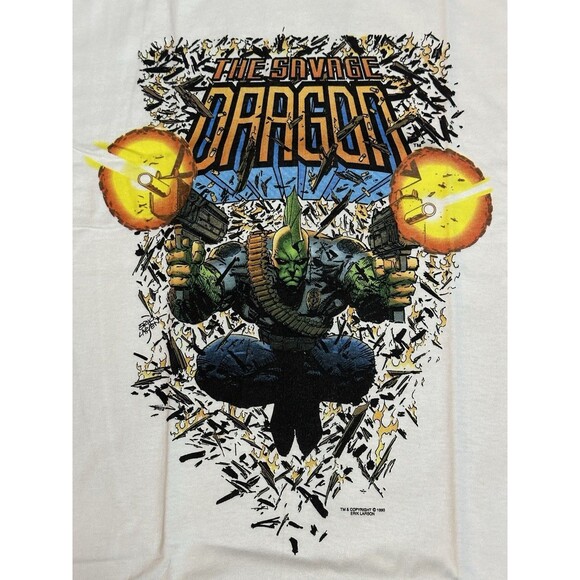 Vtg Savage Dragon Graphic Shirt L 1993 90s Graphitti Comic Eric Larson NWOT Read - Picture 2 of 6